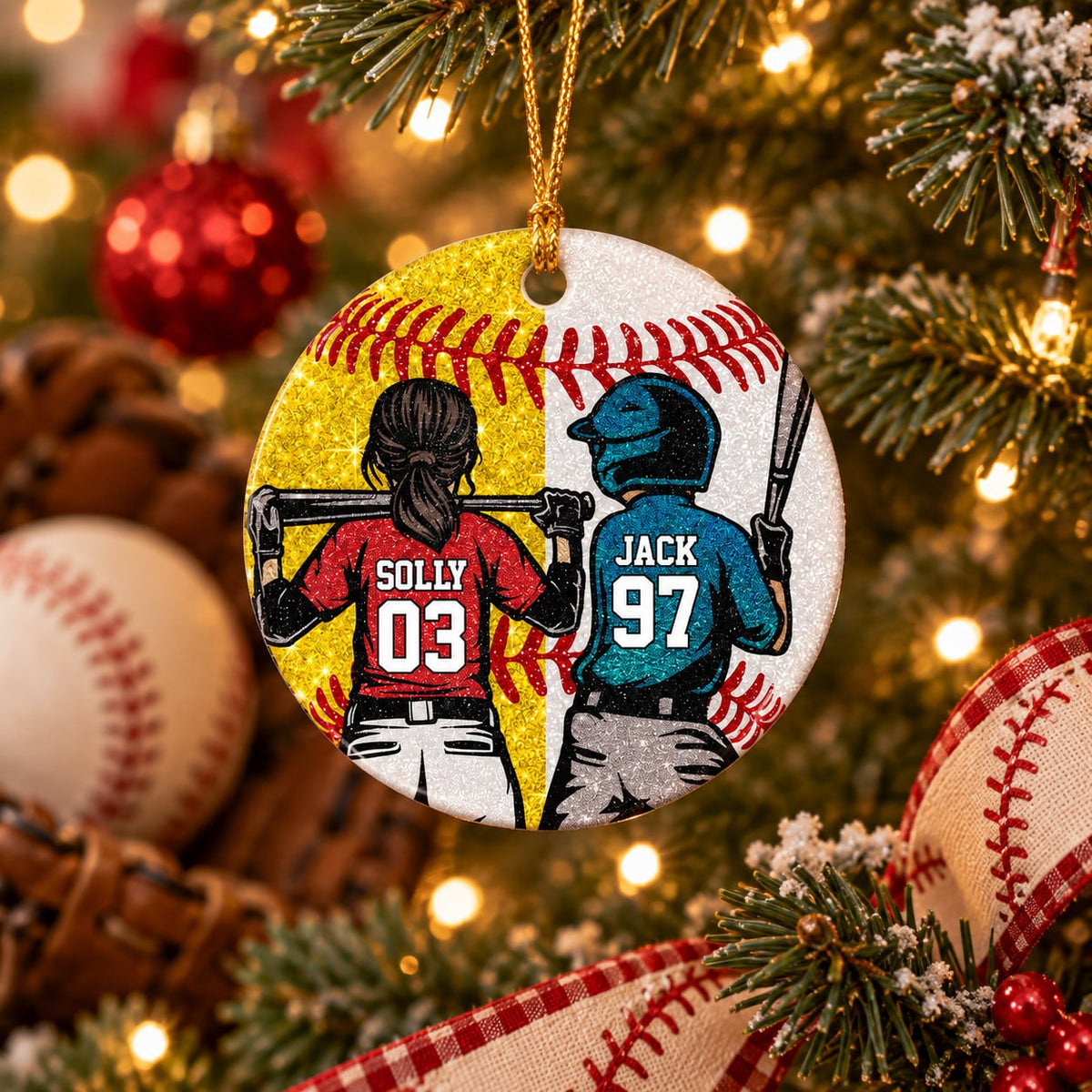 Personalized Baseball Softball Christmas Ornament, Custom Player Gift, Baseball Softball Lovers Gift T1807 T24