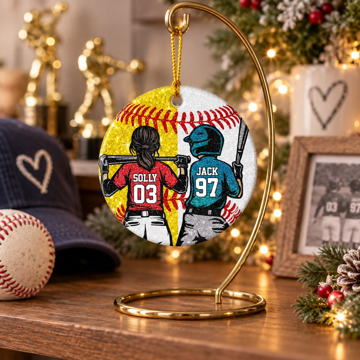 Personalized Baseball Softball Christmas Ornament, Custom Player Gift, Baseball Softball Lovers Gift T1807 T24