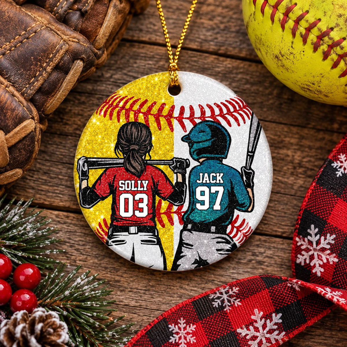 Personalized Baseball Softball Christmas Ornament, Custom Player Gift, Baseball Softball Lovers Gift T1807 T24
