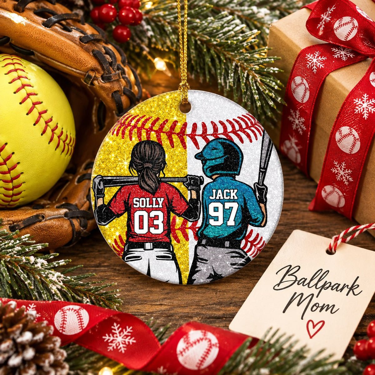 Personalized Baseball Softball Christmas Ornament, Custom Player Gift, Baseball Softball Lovers Gift T1807 T24