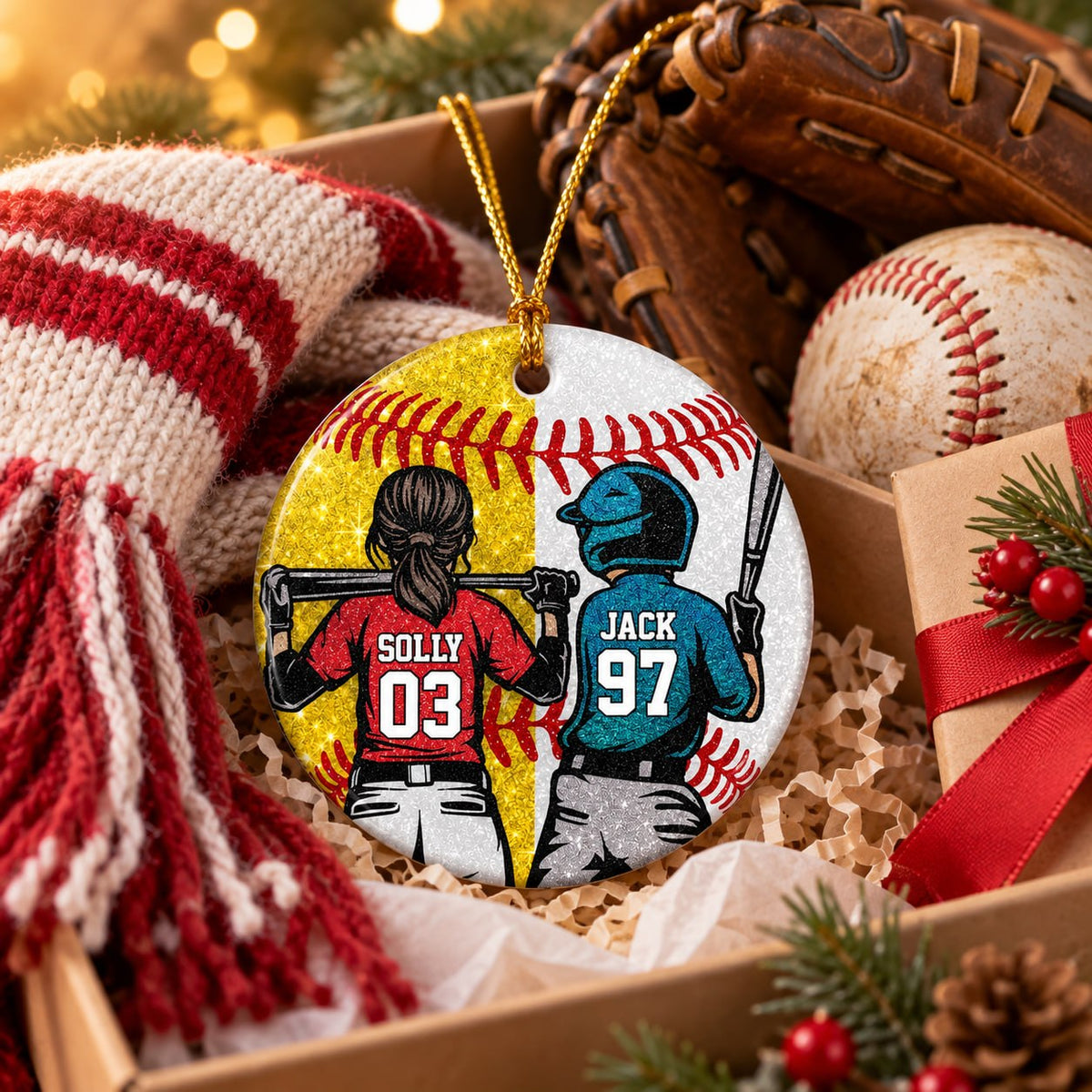 Personalized Baseball Softball Christmas Ornament, Custom Player Gift, Baseball Softball Lovers Gift T1807 T24