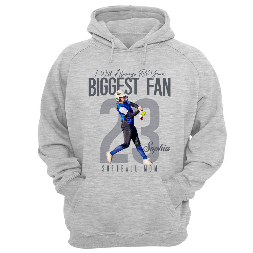 I'll Always Be Your Biggest Fan  - Custom Photo Softball Shirt - Softball Mom, Dad, Family Shirt T1807