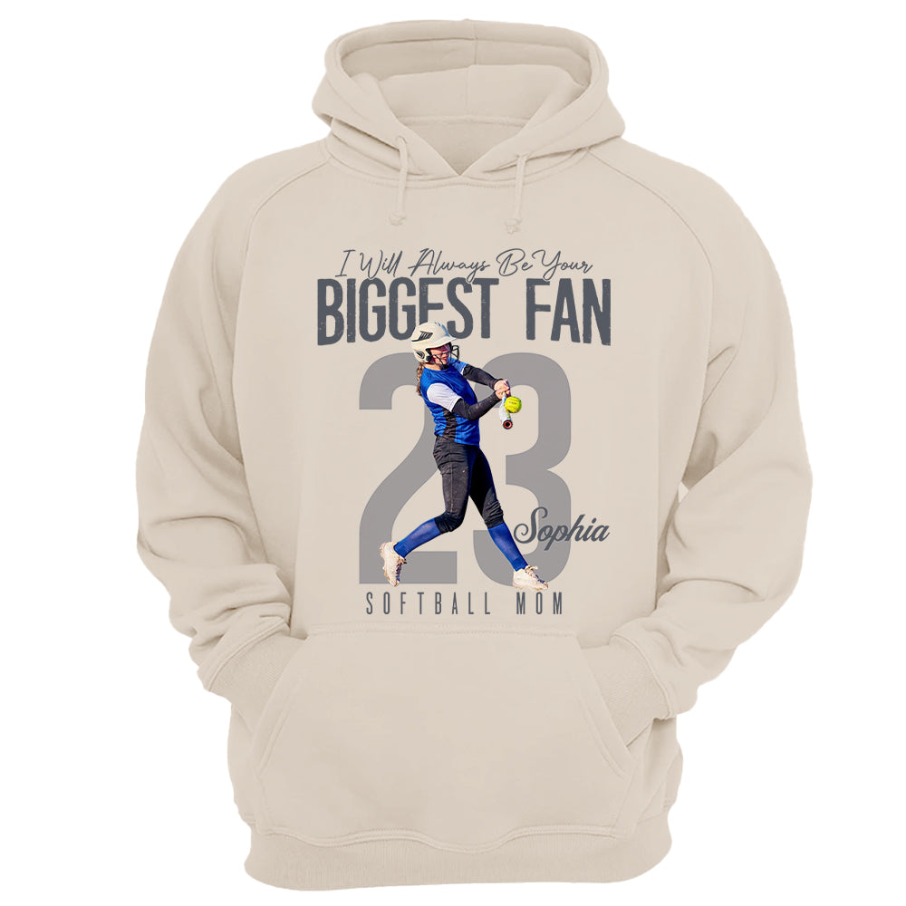 I'll Always Be Your Biggest Fan  - Custom Photo Softball Shirt - Softball Mom, Dad, Family Shirt T1807