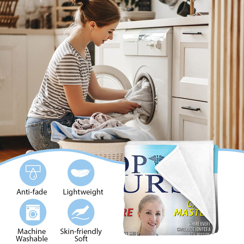 Personalized Top Nurse Magazine Cover Blanket-Gift for Nurse