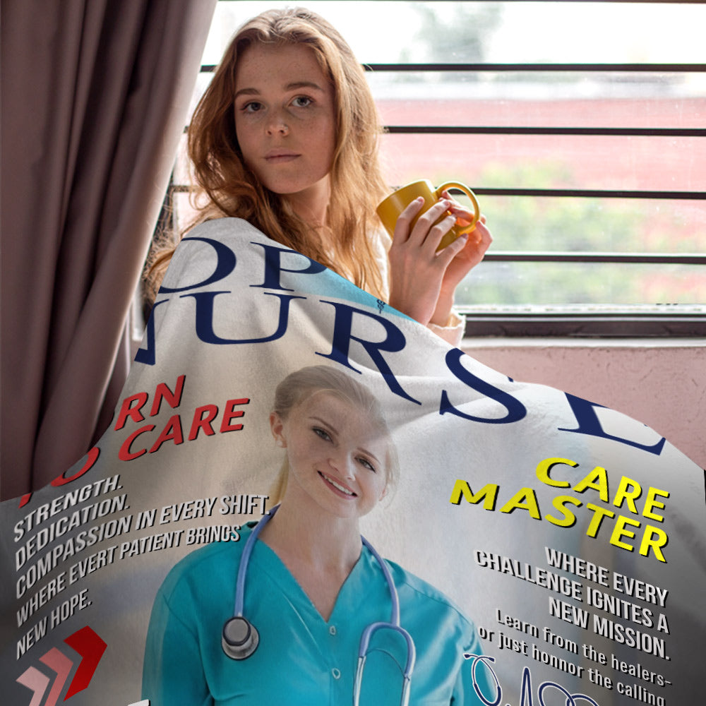 Personalized Top Nurse Magazine Cover Blanket-Gift for Nurse