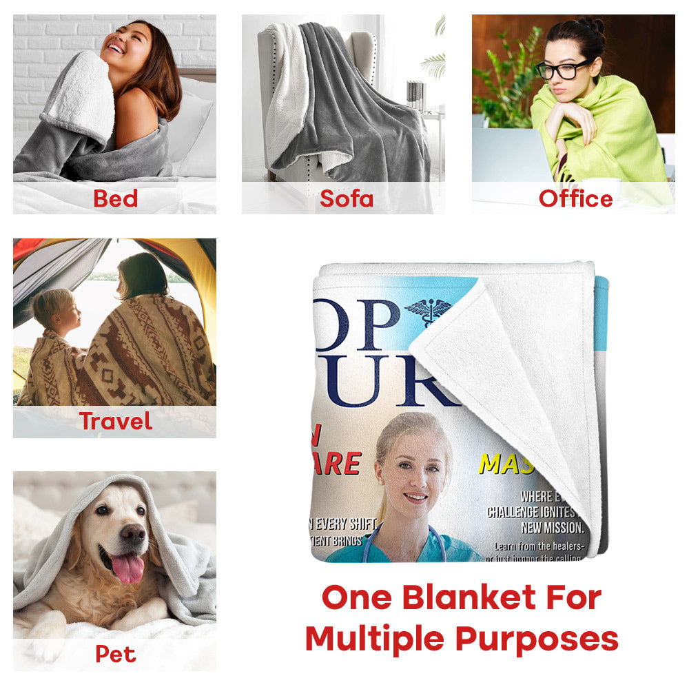 Personalized Top Nurse Magazine Cover Blanket-Gift for Nurse