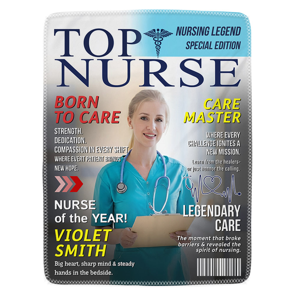 Personalized Top Nurse Magazine Cover Blanket-Gift for Nurse