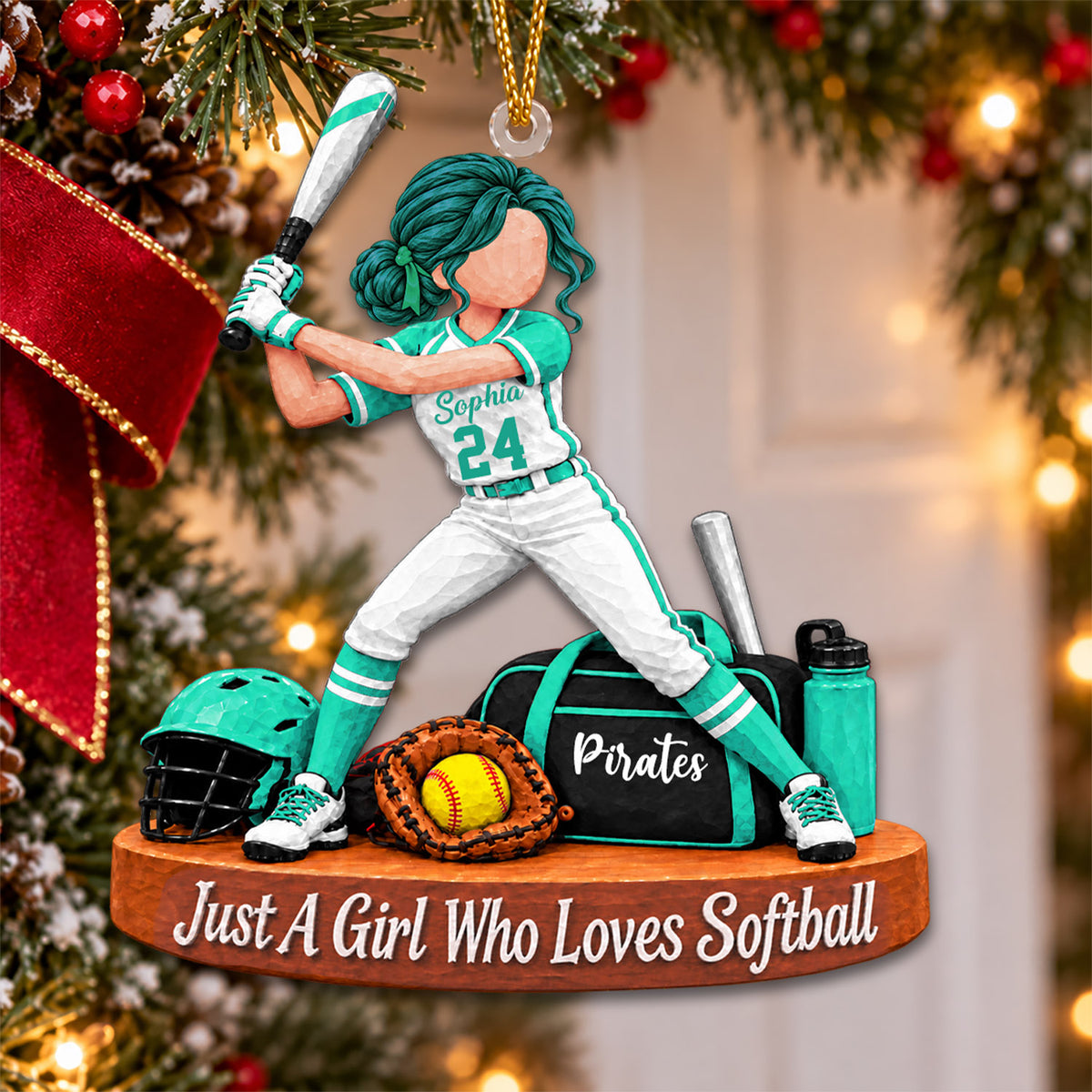 Just A Girl Who Loves Softball, Personalized Softball Ornament, Custom Player Name Gift, Gift For Softball Players Softball Lover Ver2 MI209 Nh00