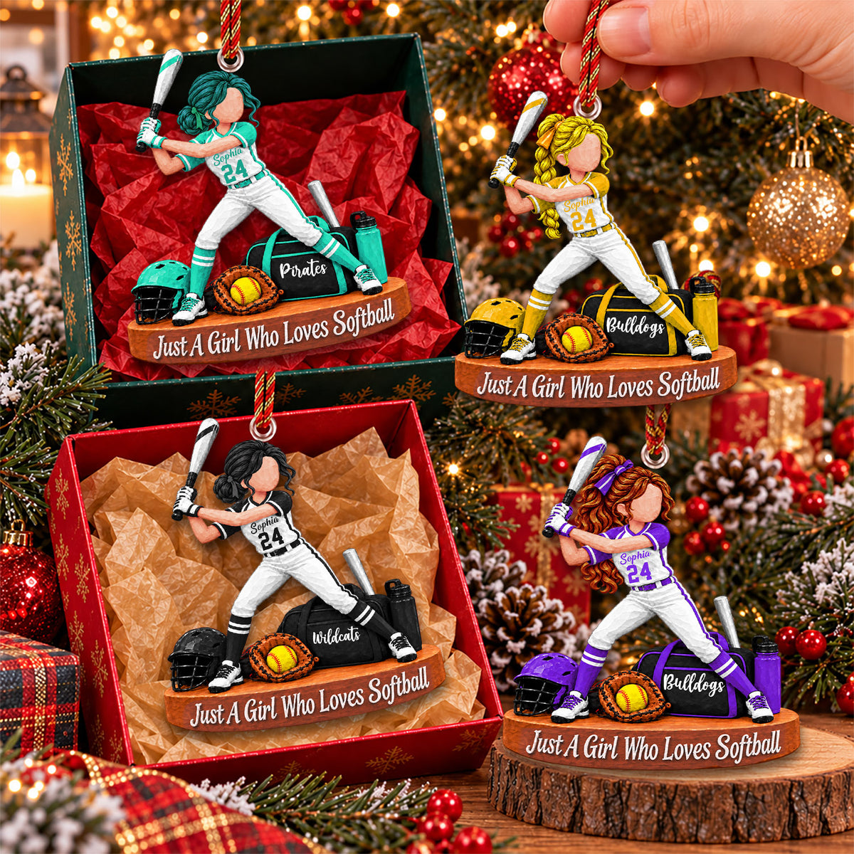Just A Girl Who Loves Softball, Personalized Softball Ornament, Custom Player Name Gift, Gift For Softball Players Softball Lover Ver2 MI209 Nh00