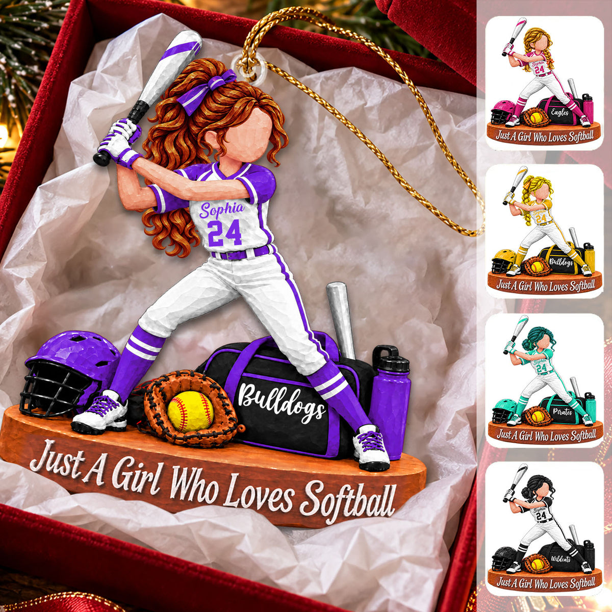 Just A Girl Who Loves Softball, Personalized Softball Ornament, Custom Player Name Gift, Gift For Softball Players Softball Lover Ver2 MI209 Nh00