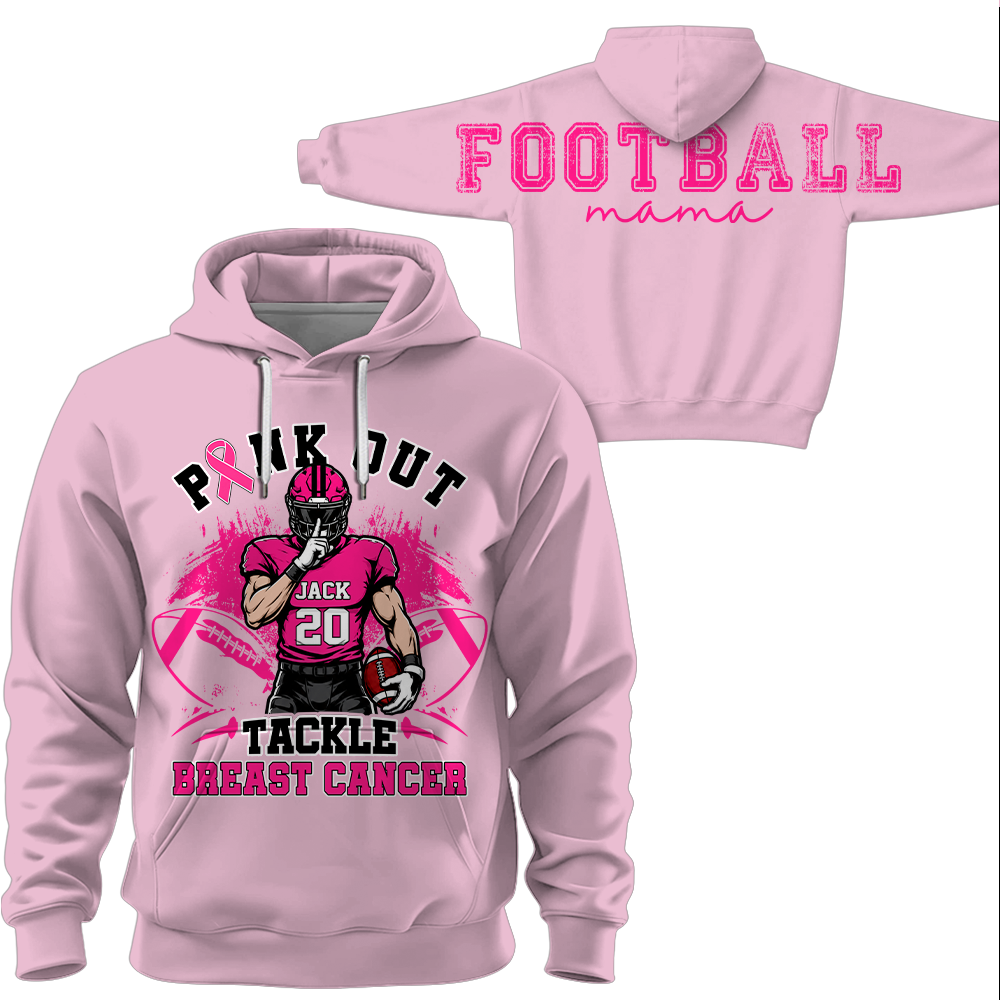 Pink Out Tackle Breast Cancer, Custom Large Back Graphic Game Day Football Shirt, Gift For Football Mom Family Football Lovers MI209 Hv01