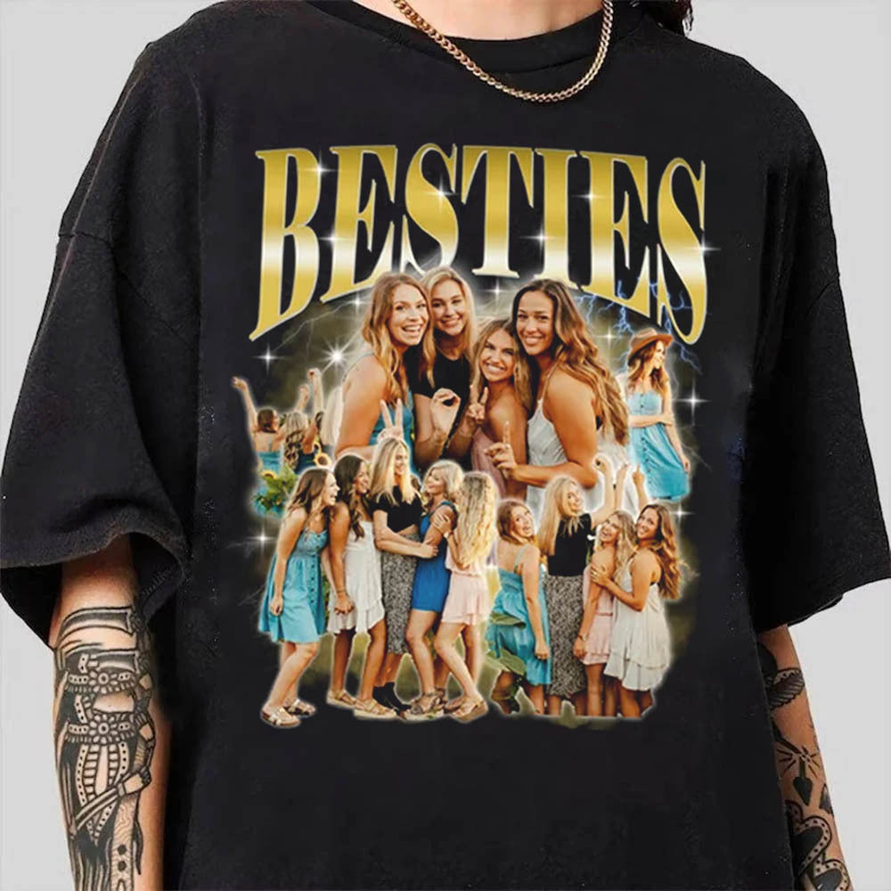 Custom Bestie Bootleg Shirt 90s Vintage Bootleg Custom Face Personalized T Shirt - Custom Photo Bestie, Best Friend Birthday Bootleg Funny BFF 90s Vintage