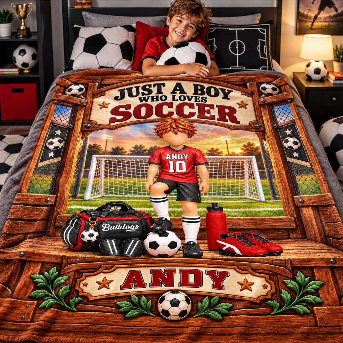 Just A Boy Who Loves Soccer, Personalized Soccer Blanket, Custom Player Name Gift, Gift For Soccer Players Soccer Lover MI209 Hv01 KL07