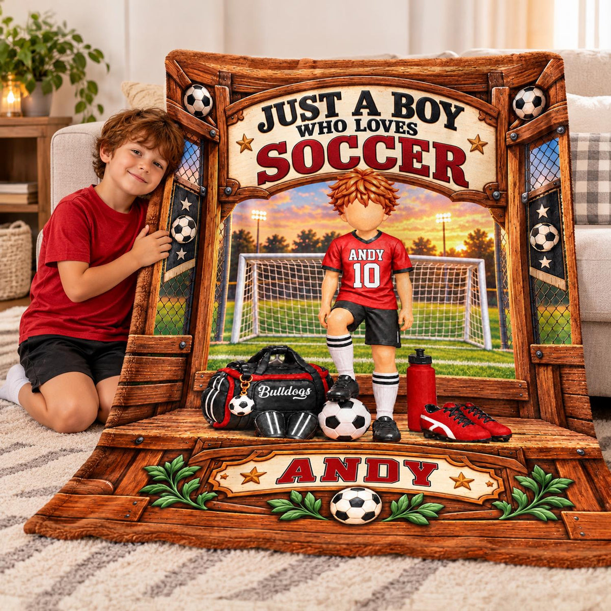Just A Boy Who Loves Soccer, Personalized Soccer Blanket, Custom Player Name Gift, Gift For Soccer Players Soccer Lover MI209 Hv01 KL07
