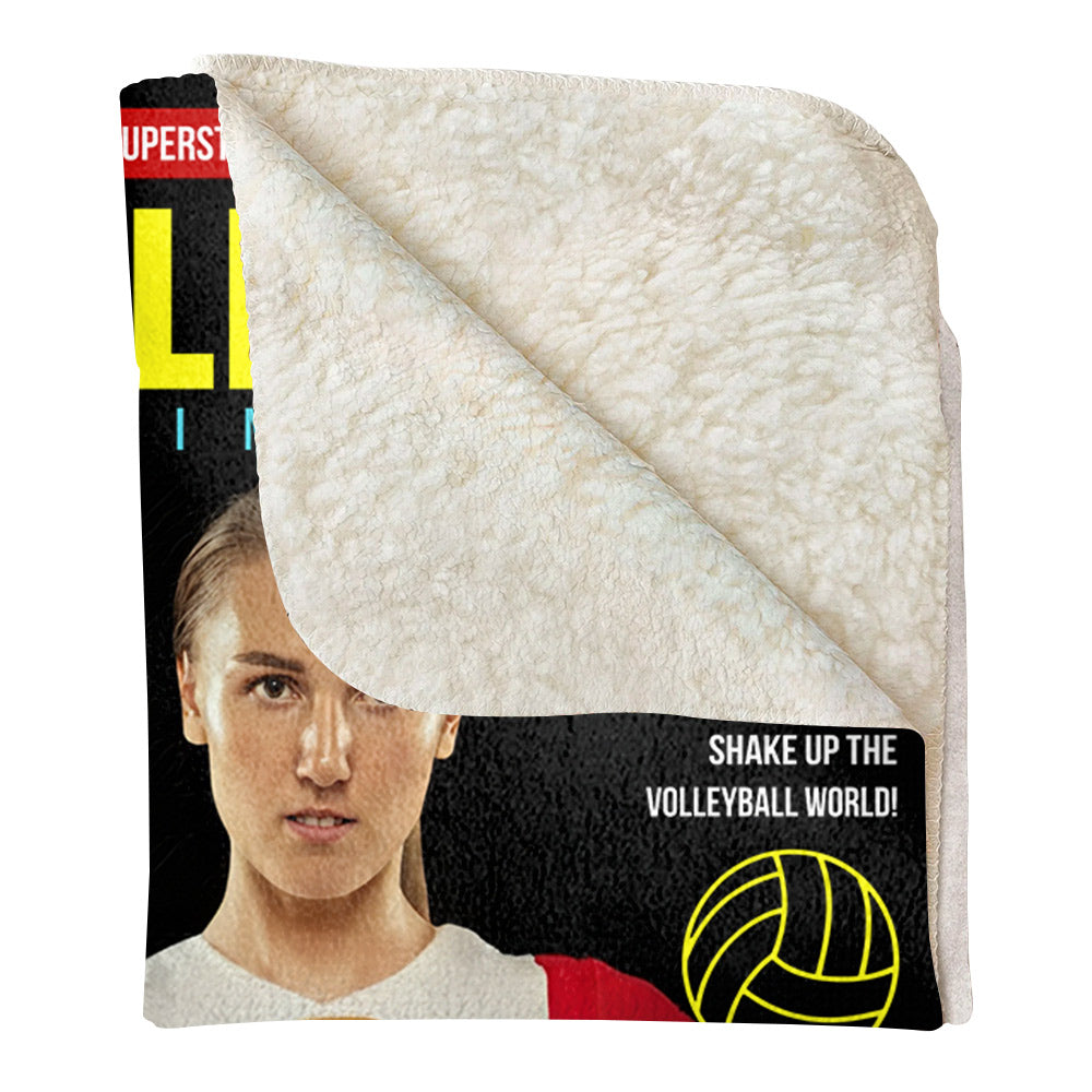 Personalized Volleyball Magazine Cover Blanket - Gift For Volleyball Player