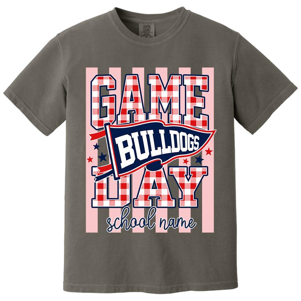 Game Day Striped School Mascot Shirt, Personalized Football School Spirit, Gifts For Teacher Student MI209 Hv01