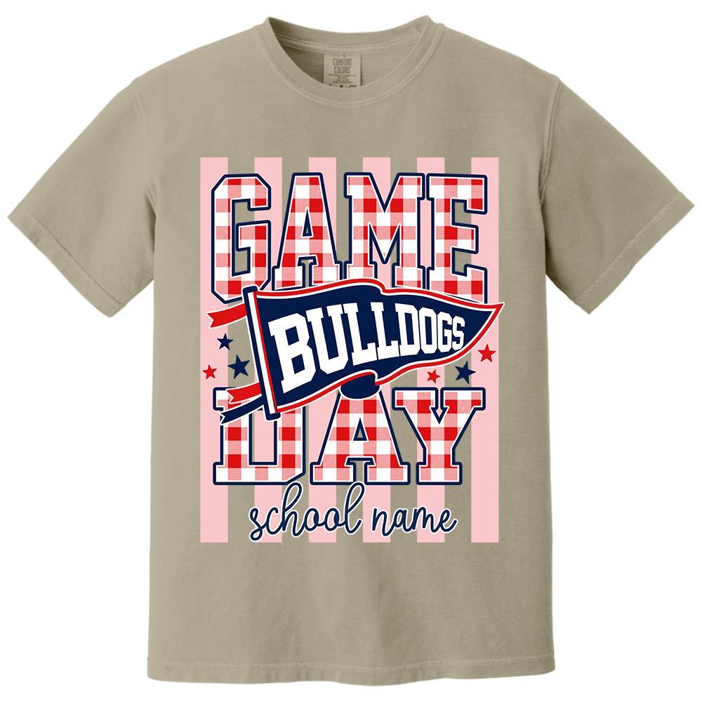 Game Day Striped School Mascot Shirt, Personalized Football School Spirit, Gifts For Teacher Student MI209 Hv01