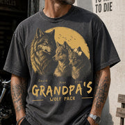 Personalized Grandpa Wolf Pack Shirt Father Day Gifts for Dad Funny Papa Tshirt Cool Daddy Wolf Tee Nh00