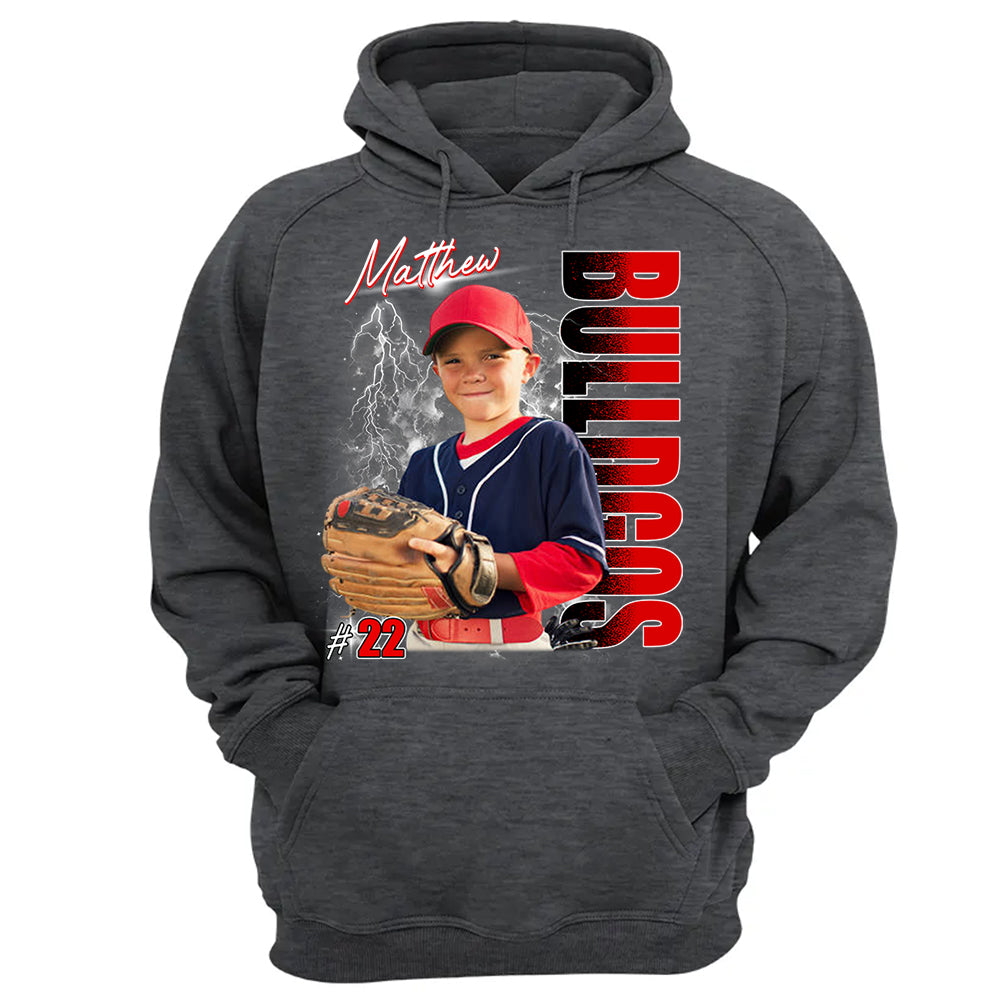 Custom Photo Baseball Player Shirt - Personalized Team Name School Name Bootleg Shirt Vr2 Na02
