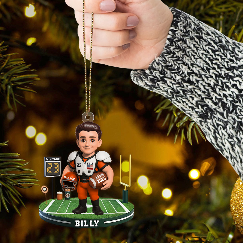 Personalized Football Player Ornament -  Gift For Football Lovers - Christmas Ornament A2110
