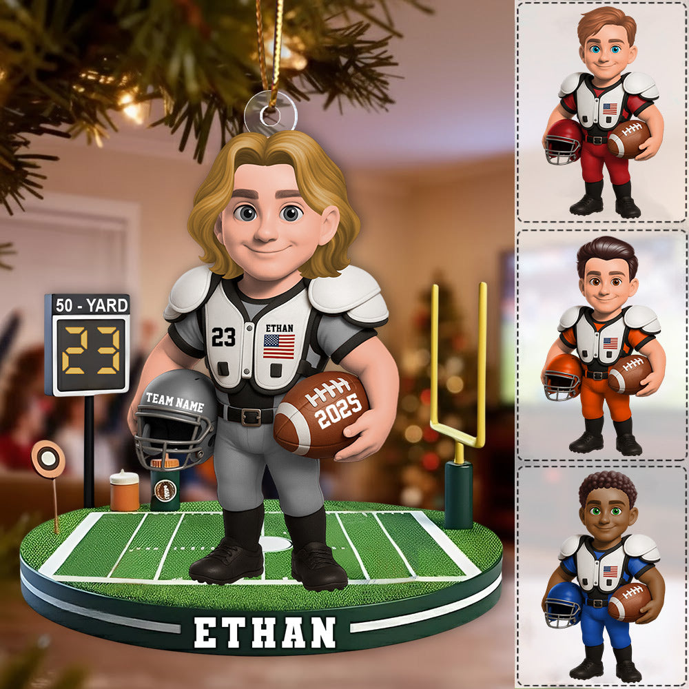 Personalized Football Player Ornament -  Gift For Football Lovers - Christmas Ornament A2110