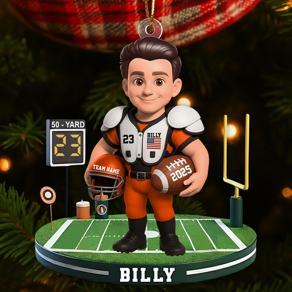 Personalized Football Player Ornament -  Gift For Football Lovers - Christmas Ornament A2110