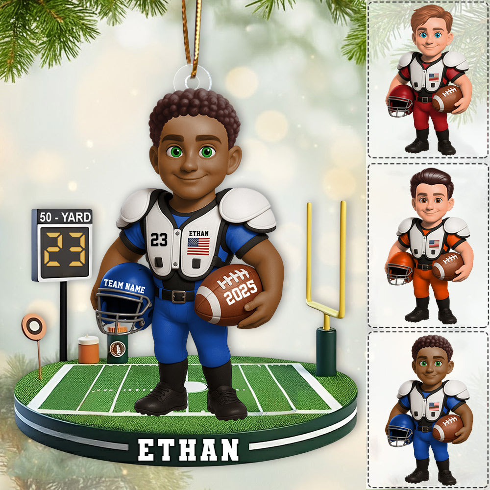 Personalized Football Player Ornament -  Gift For Football Lovers - Christmas Ornament A2110