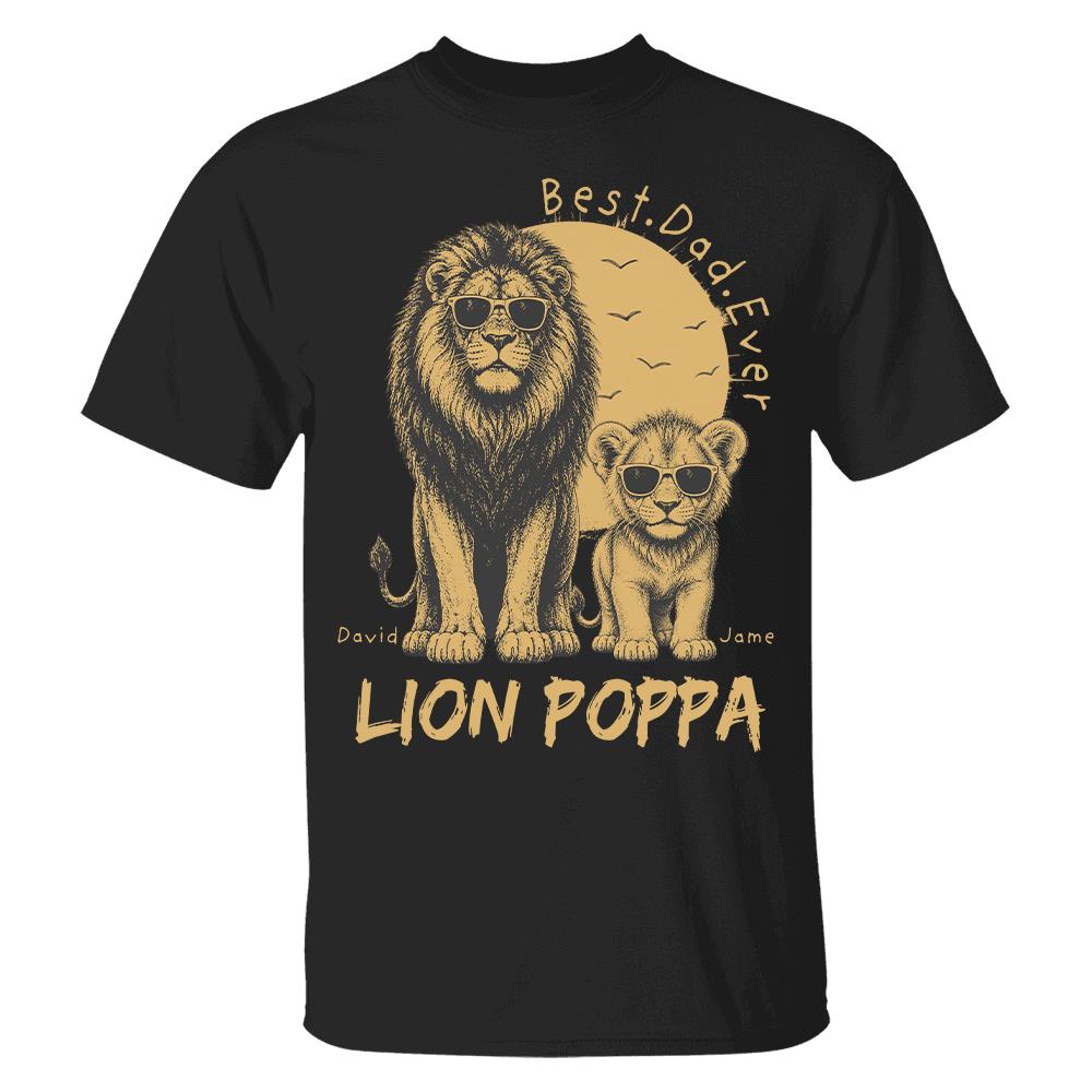 Retro Vintage Lion Dad And Kids Daddy Protector - Personalized Shirt - Cool Father's Day Gift For Dad, Husband Hv01 Vr1