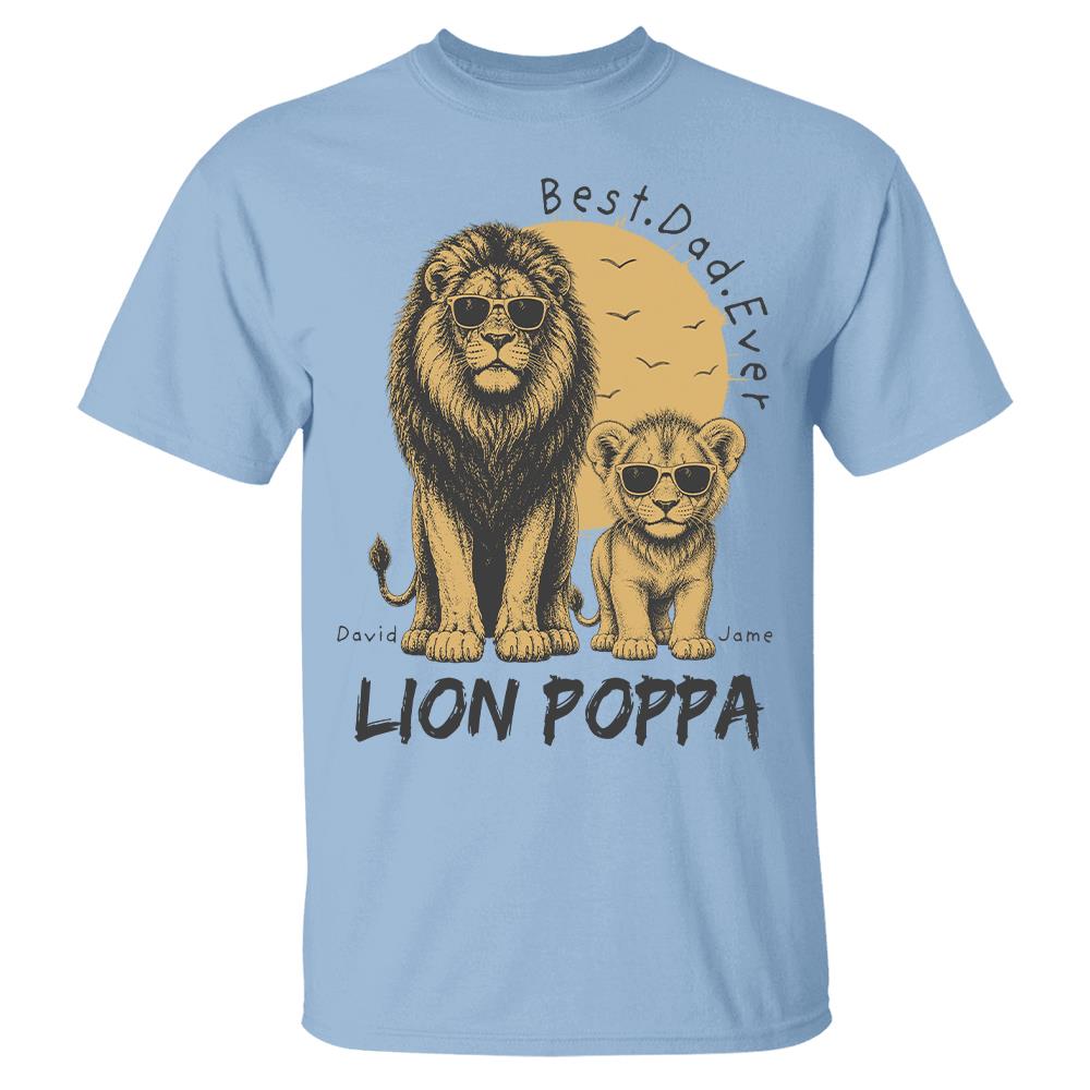 Retro Vintage Lion Dad And Kids Daddy Protector - Personalized Shirt - Cool Father's Day Gift For Dad, Husband Hv01 Vr1