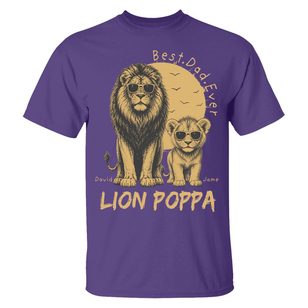Retro Vintage Lion Dad And Kids Daddy Protector - Personalized Shirt - Cool Father's Day Gift For Dad, Husband Hv01 Vr1