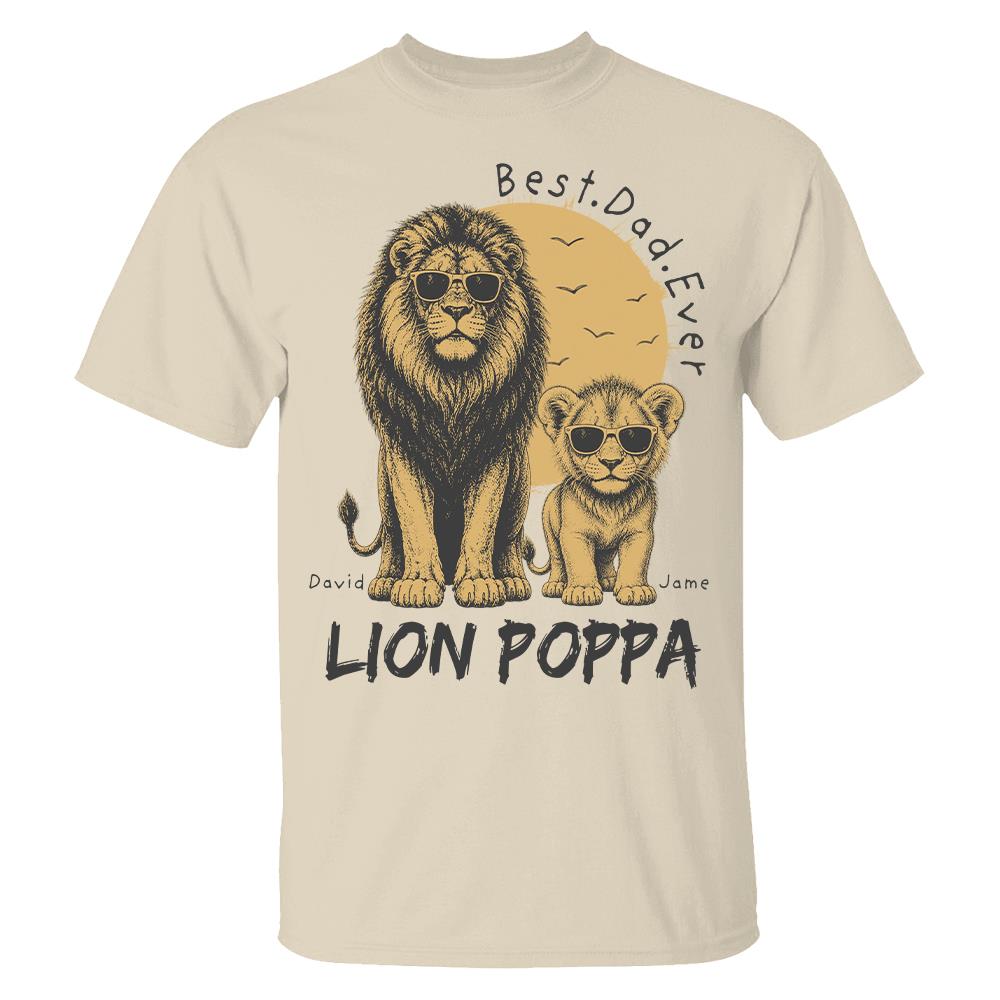 Retro Vintage Lion Dad And Kids Daddy Protector - Personalized Shirt - Cool Father's Day Gift For Dad, Husband Hv01 Vr1