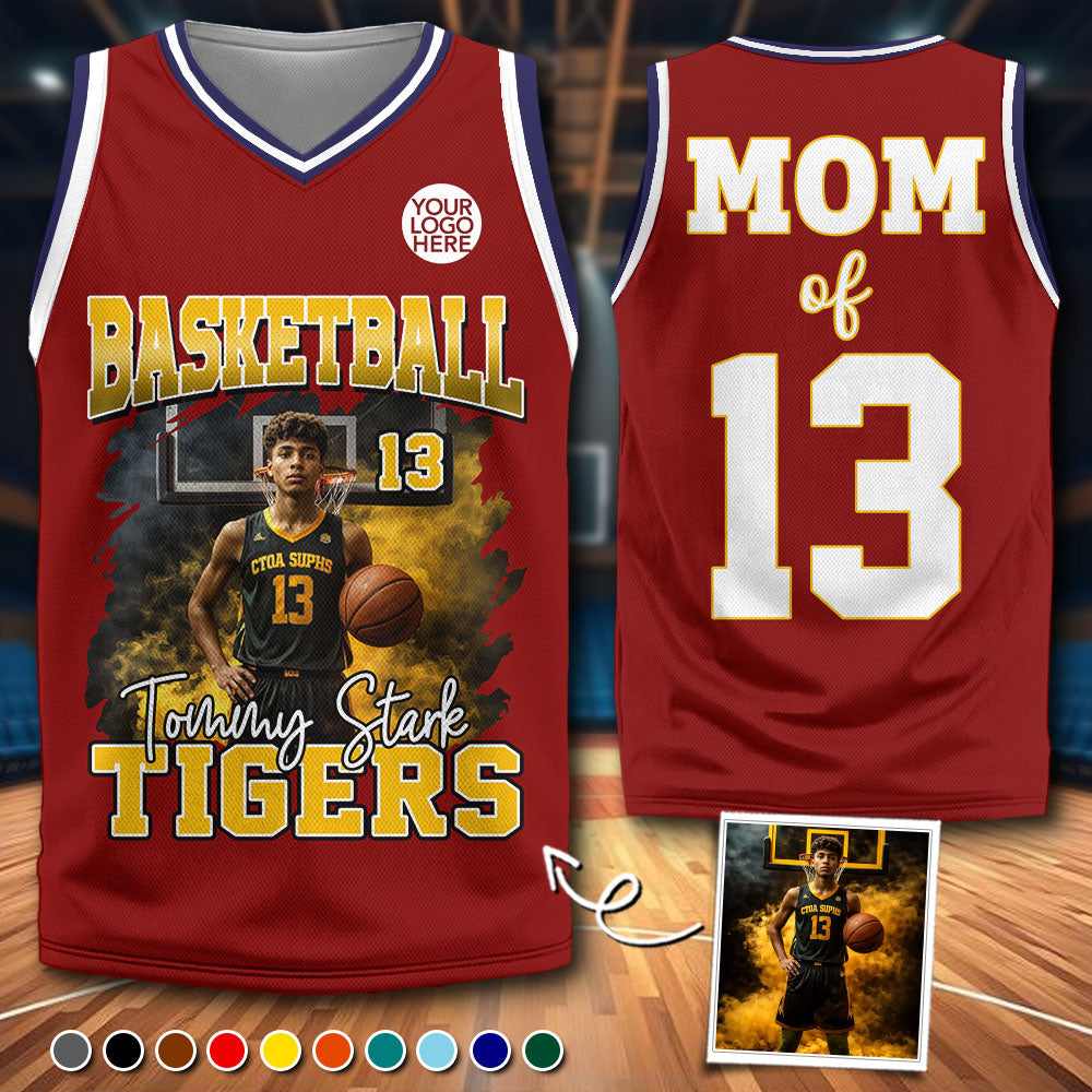 Personalized Basketball Jersey, Custom Photo And Team Name For Basketball Mom Sport Family T1807 Pt99