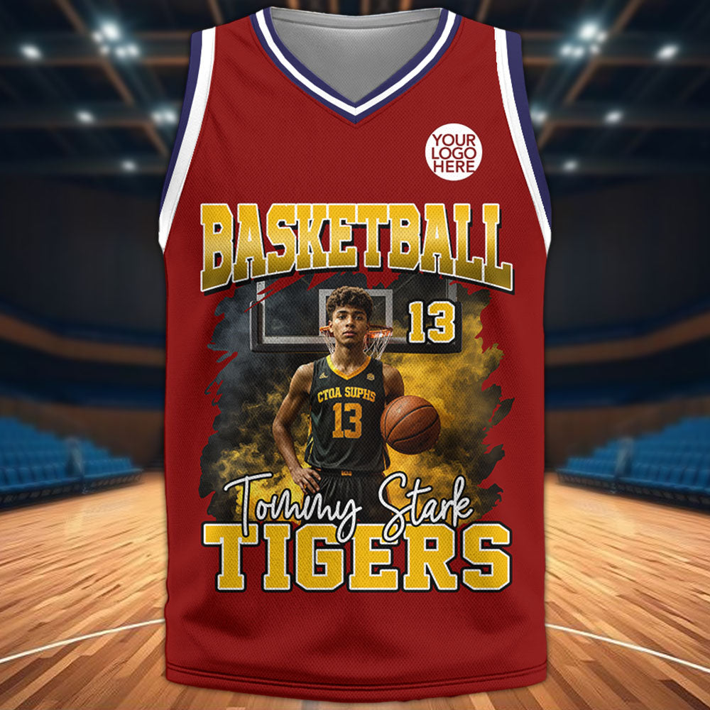 Personalized Basketball Jersey, Custom Photo And Team Name For Basketball Mom Sport Family T1807 Pt99