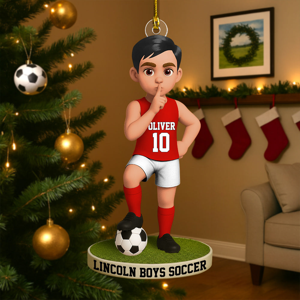 Christmas Soccer Lover, Christmas Ornament, Personalized Acrylic Ornament T1807