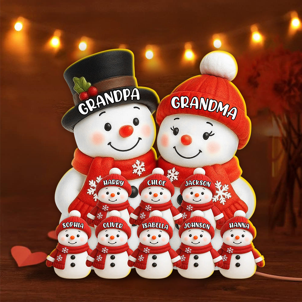 Cute Snow Family, Soft Light for Winter Nights and Party Decor, Creative Gift for Grandma and Grandpa