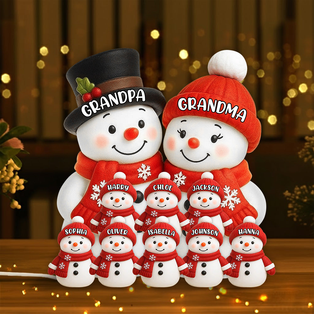 Cute Snow Family, Soft Light for Winter Nights and Party Decor, Creative Gift for Grandma and Grandpa