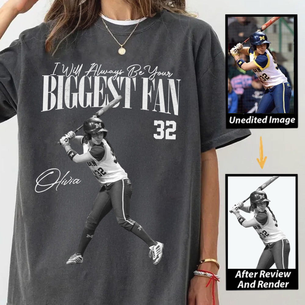 I'll Always Be Your Biggest Fan - Washed Tee Retro Bootleg Shirt For Softball Players T1807 Li29