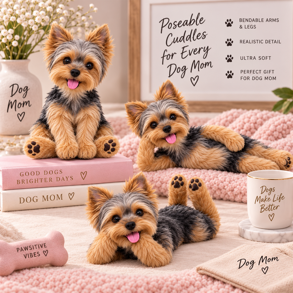 Personalized Yorkshire Terrier Photo Pet Squishy Toy Poseable Plush Doll, Funny Gift For Dog Mom, Dad, Pet Lover T1807 T24 TL06