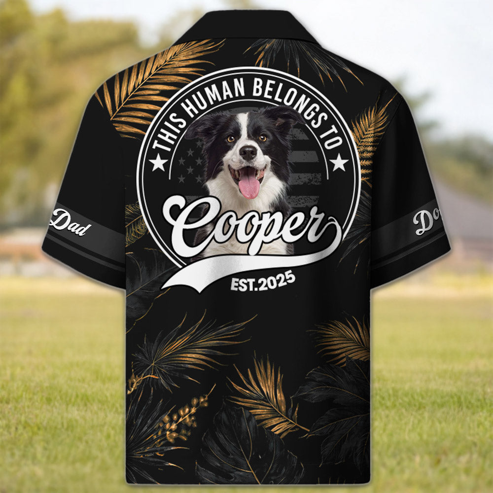 This Human Belongs To, Custom Photo Dog, Personalized Short Sleeve Silk Shirt, Gift For Dog Lover T1807 Pt99 