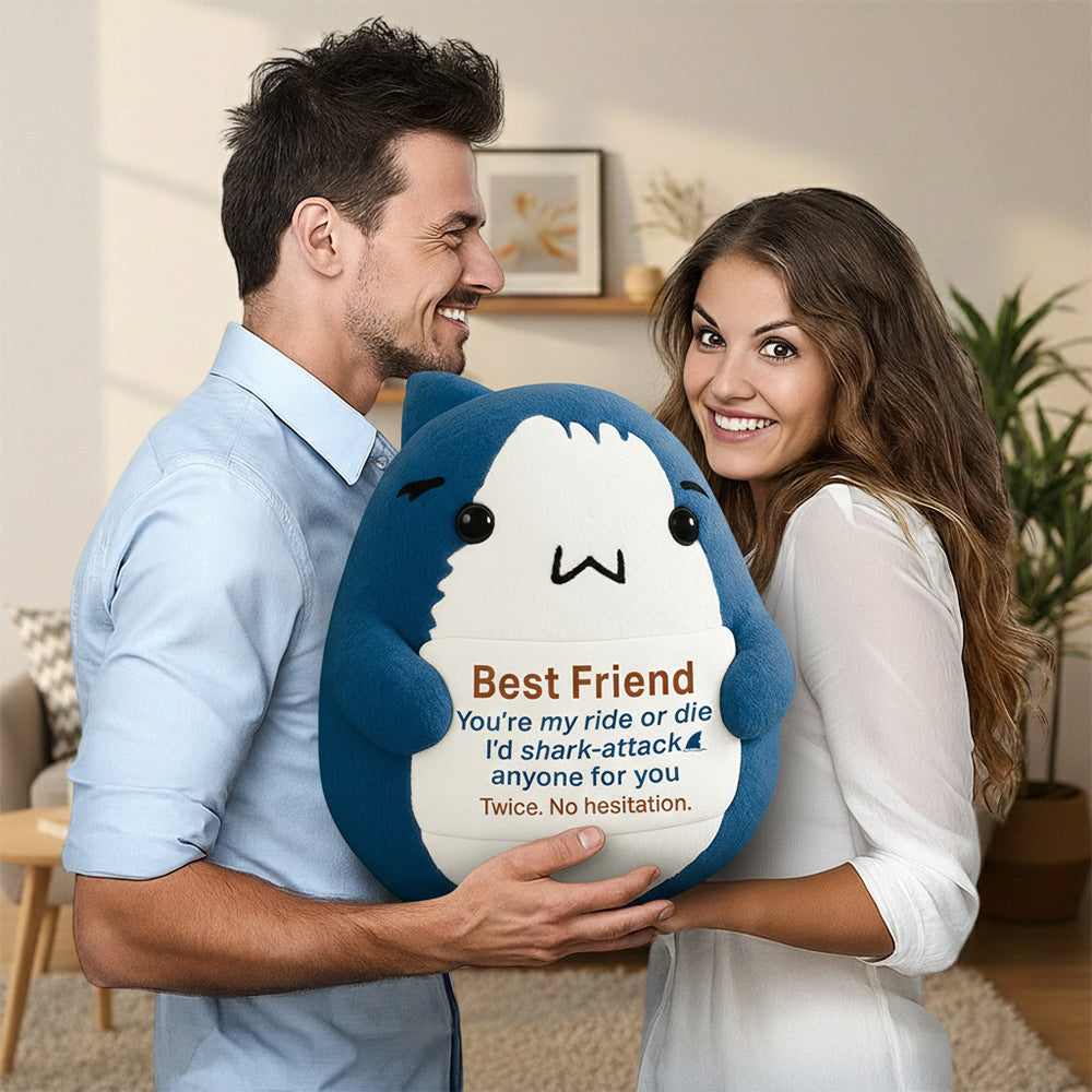 Positive Animals Ugly Plush Pillow Shark Gift, Mini Emotional Shark Plush with Support Message, for Coworker or Friend, Christmas Secret Santa Gift for Women Men TH23