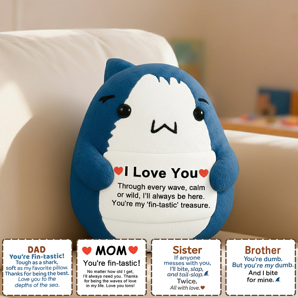 Positive Animals Ugly Plush Pillow Shark Gift, Mini Emotional Shark Plush with Support Message, for Coworker or Friend, Christmas Secret Santa Gift for Women Men TH23