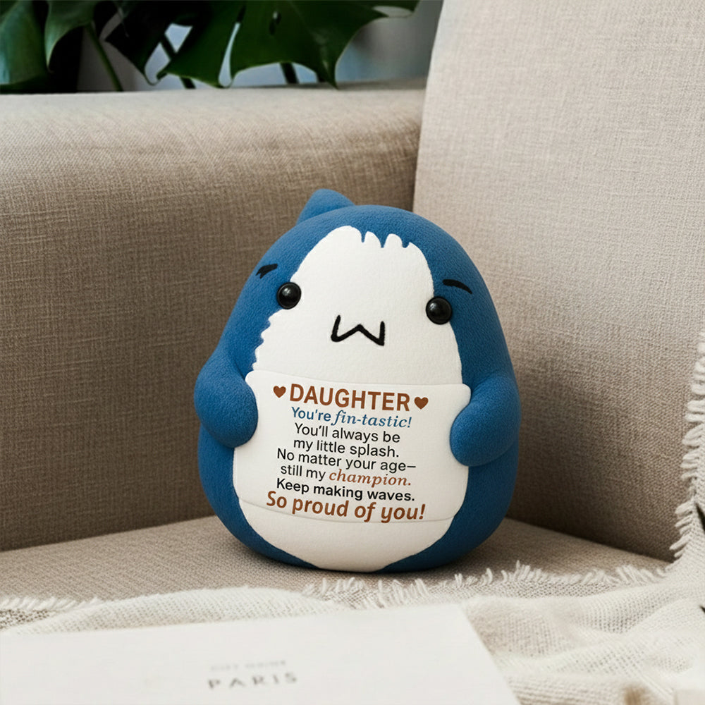 Positive Animals Ugly Plush Pillow Shark Gift, Mini Emotional Shark Plush with Support Message, for Coworker or Friend, Christmas Secret Santa Gift for Women Men TH23