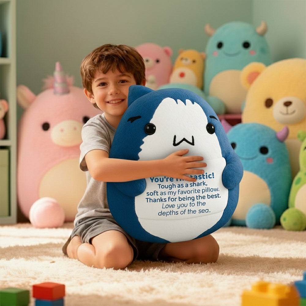 Positive Animals Ugly Plush Pillow Shark Gift, Mini Emotional Shark Plush with Support Message, for Coworker or Friend, Christmas Secret Santa Gift for Women Men TH23