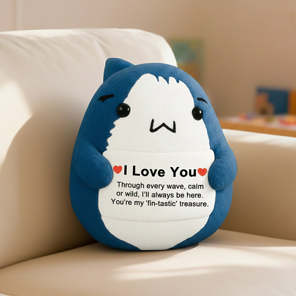 Positive Animals Ugly Plush Pillow Shark Gift, Mini Emotional Shark Plush with Support Message, for Coworker or Friend, Christmas Secret Santa Gift for Women Men TH23