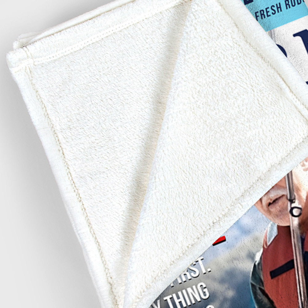 Custom Fishing Magazine Cover Personalized Blanket, Angler Funny Fisherman Gift