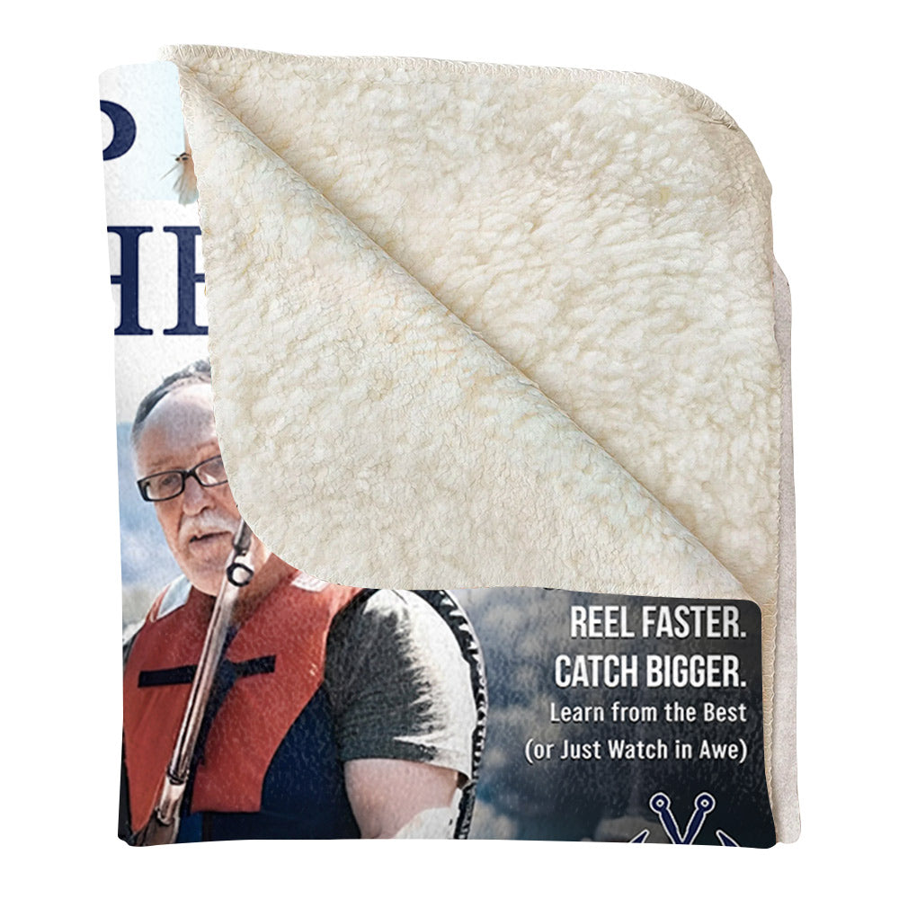 Custom Fishing Magazine Cover Personalized Blanket, Angler Funny Fisherman Gift