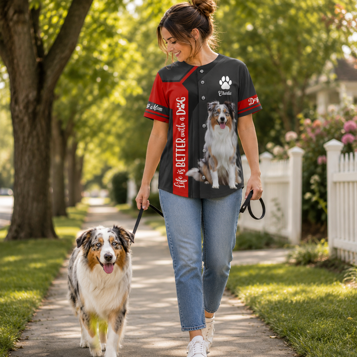 Life Is Better With A Dog, Personalized Baseball Jersey, Custom Photo Dog Mom Dog Dad Shirt, Gift For Dog Lover T1807 T24