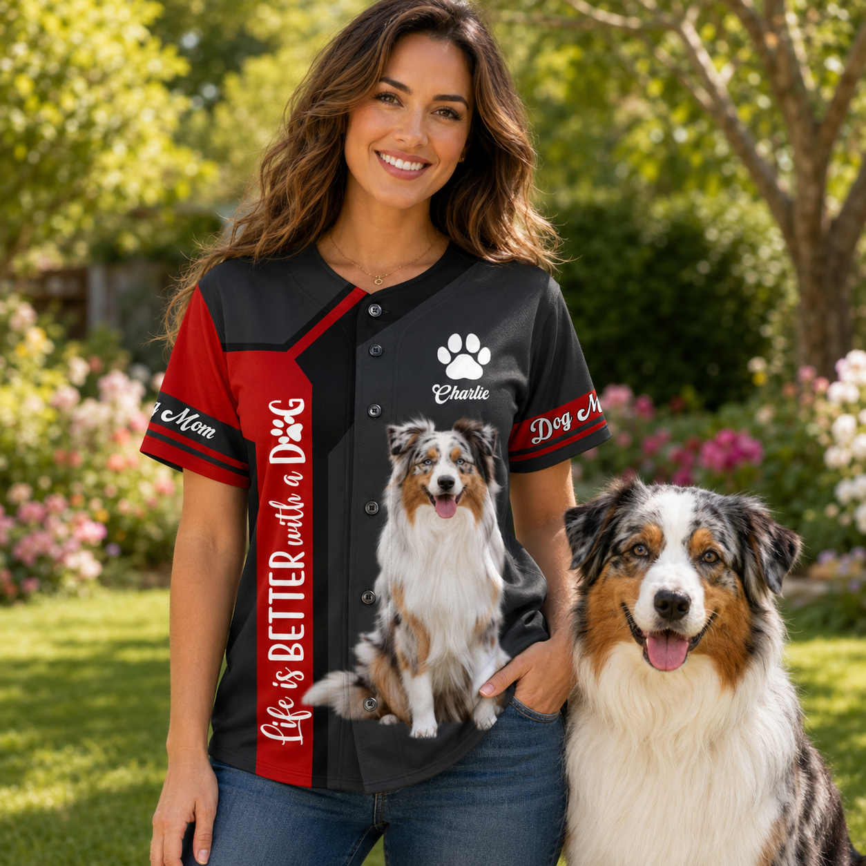 Life Is Better With A Dog, Personalized Baseball Jersey, Custom Photo Dog Mom Dog Dad Shirt, Gift For Dog Lover T1807 T24
