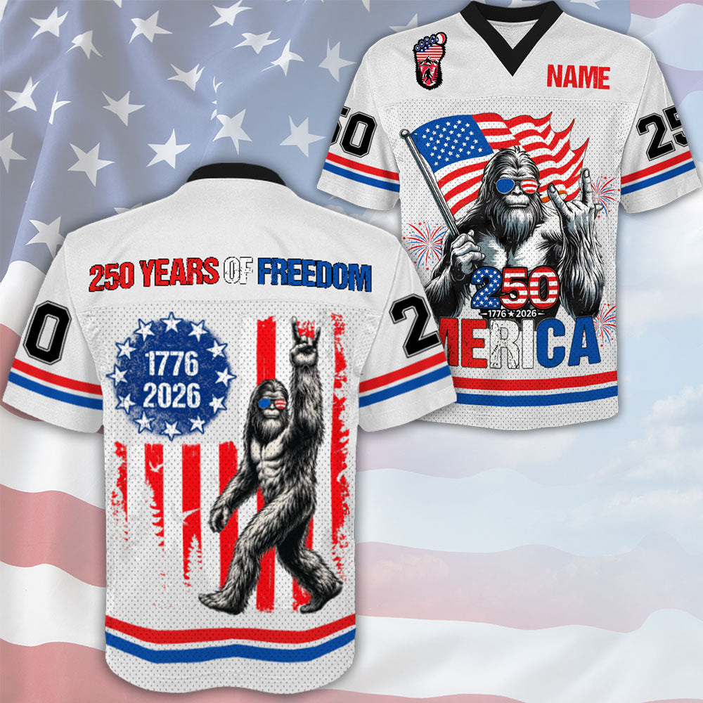 Bigfoot Merica Rock American Flag - Celebrate America 250th Anniversary Football Jersey A2110 VH01