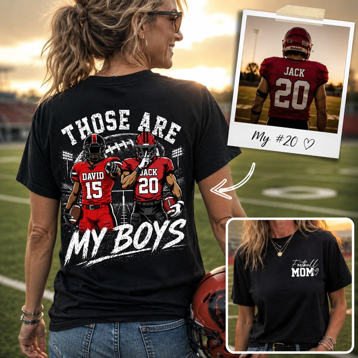 Personalized Football Mom Shirt, Custom Those Are My Boys T-Shirt, Team Name & Player Number Tee, Football Season Gift Na02 VH01